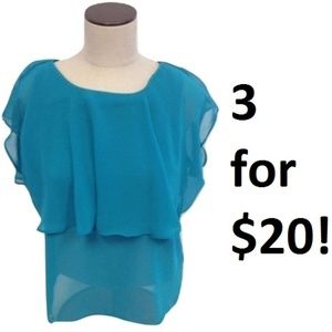 😀 3 for $20 NEW LF Stores Sheer Ruffle Top Blouse